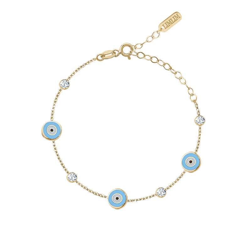 Triple enamel evil eye with cubic stones