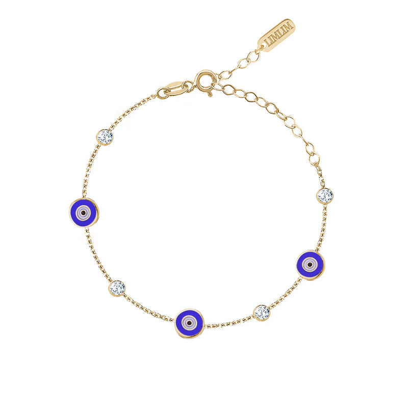 Triple enamel evil eye with cubic stones